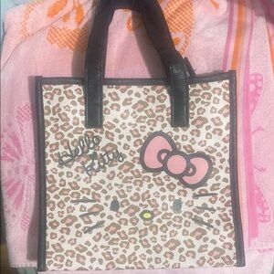 Hello Kitty Pink Leopard Print Small Tote Bag NWT